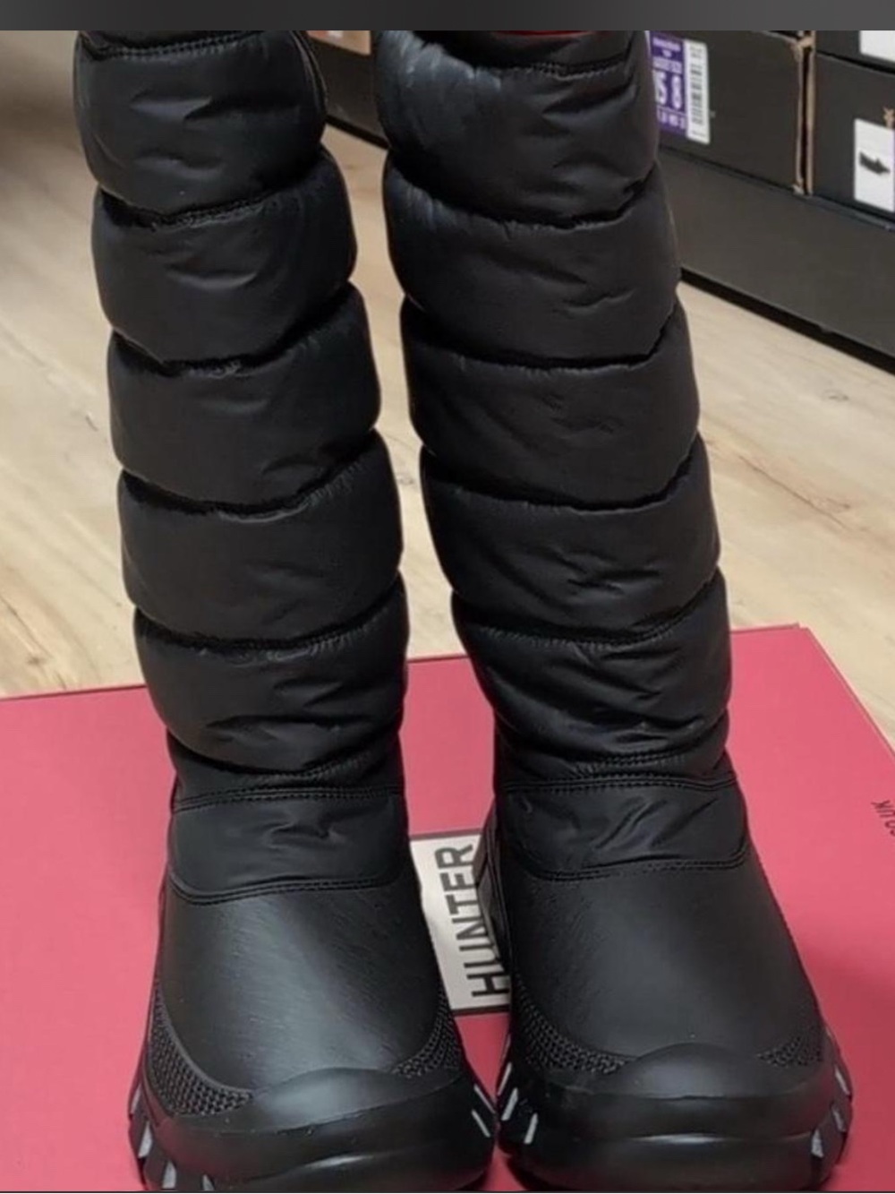 Hunter Black Quilted Puffer Winter Boots